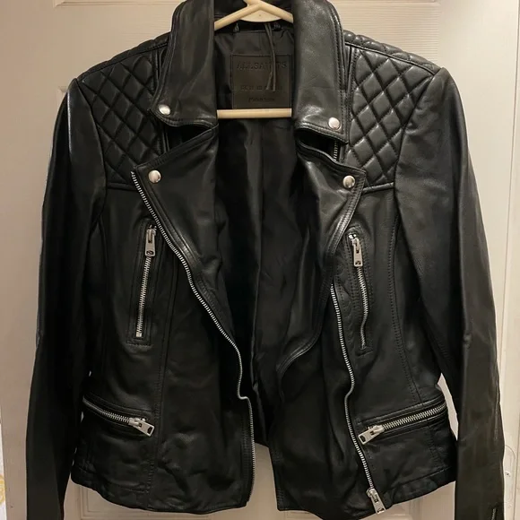 ALLSAINTS CATCH LEATHER BIKER JACKET - Picture 2 of 11